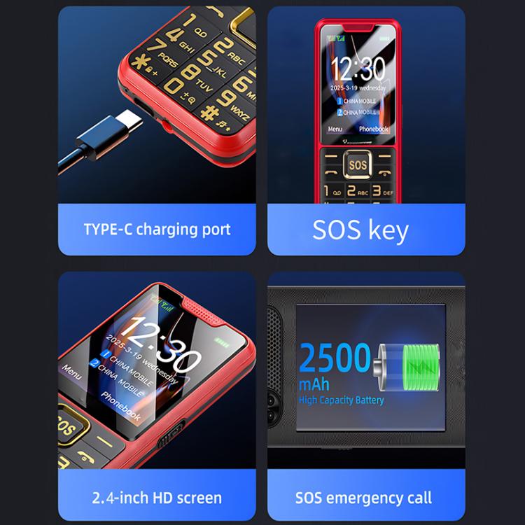 K3 2G Keypad Phone, 2.4 inch, LED Flashlight, Big Keyboard Big Fonts, SOS, Network: 2G, Dual SIM, Plug:US Plug(Black) - Others by buy2fix | Online Shopping UK | buy2fix