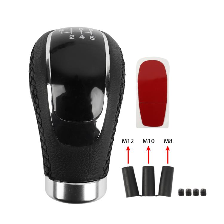 Car Manual Gear Lever Knob Leather Gear Shift Knob, with Hole(Black Red) - Shift Knob by buy2fix | Online Shopping UK | buy2fix