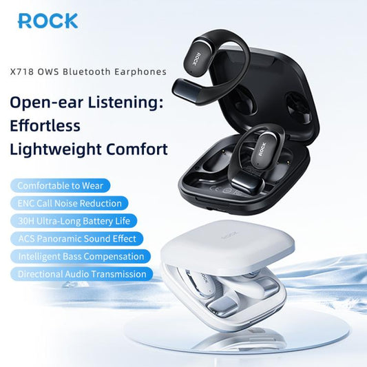 ROCK X718 RAU0783 Bluetooth 5.4 Wireless Ear-Hugs Earphones(Black) - Bluetooth Earphone by ROCK | Online Shopping UK | buy2fix
