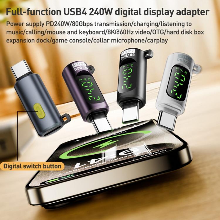 240W Type-C to Type-C Digital Display Adapter with Switch(White) - OTG Adapter by buy2fix | Online Shopping UK | buy2fix