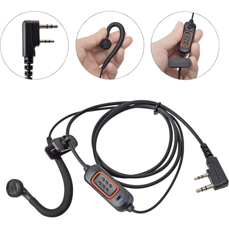 2 Pin Walkie-talkie Headset Mic Earphone for Baofeng UV5R / Quansheng UV K5 / K6 8800(Black) - Microphones & Headsets by buy2fix | Online Shopping UK | buy2fix