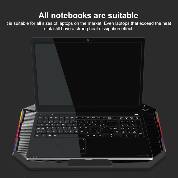 NUOXI YL-018 5-Core Fans Ultra-quiet Laptop Cooler RGB Light Cooling Holder(Black) - Cooling Pads by NUOXI | Online Shopping UK | buy2fix
