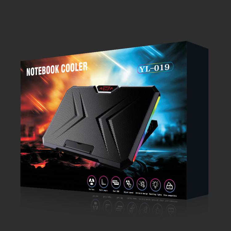 NUOXI YL-019 RGB Light Dual Turbine Silent Laptop Cooler Cooling Holder(Black) - Cooling Pads by NUOXI | Online Shopping UK | buy2fix