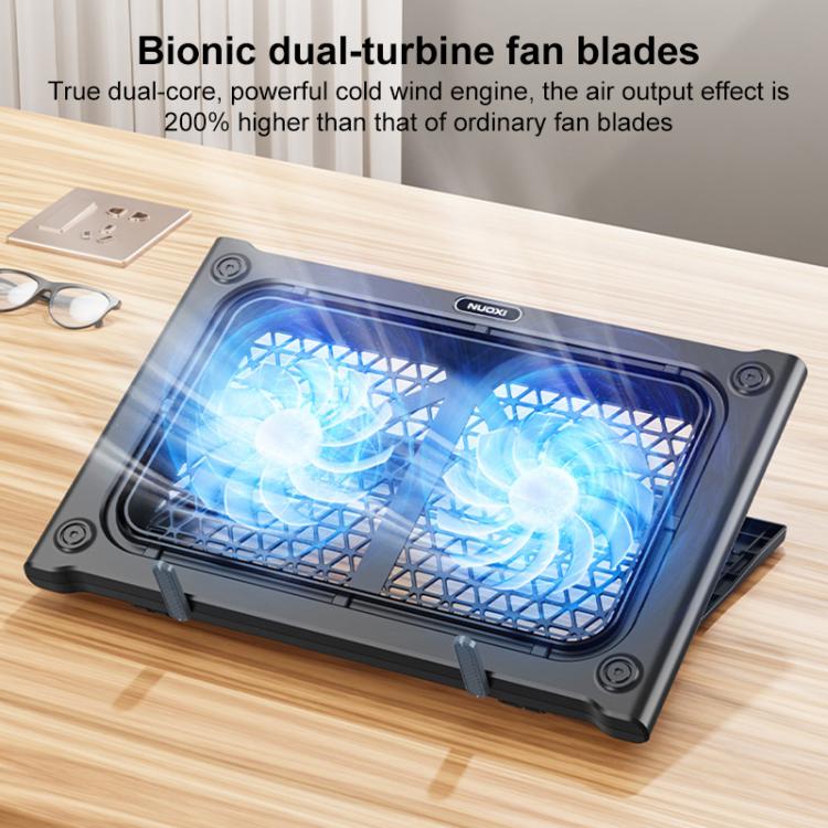 NUOXI C400 6-Speed Adjustable Dual-Core Large Fan Laptop Cooler(Silver) - Cooling Pads by NUOXI | Online Shopping UK | buy2fix