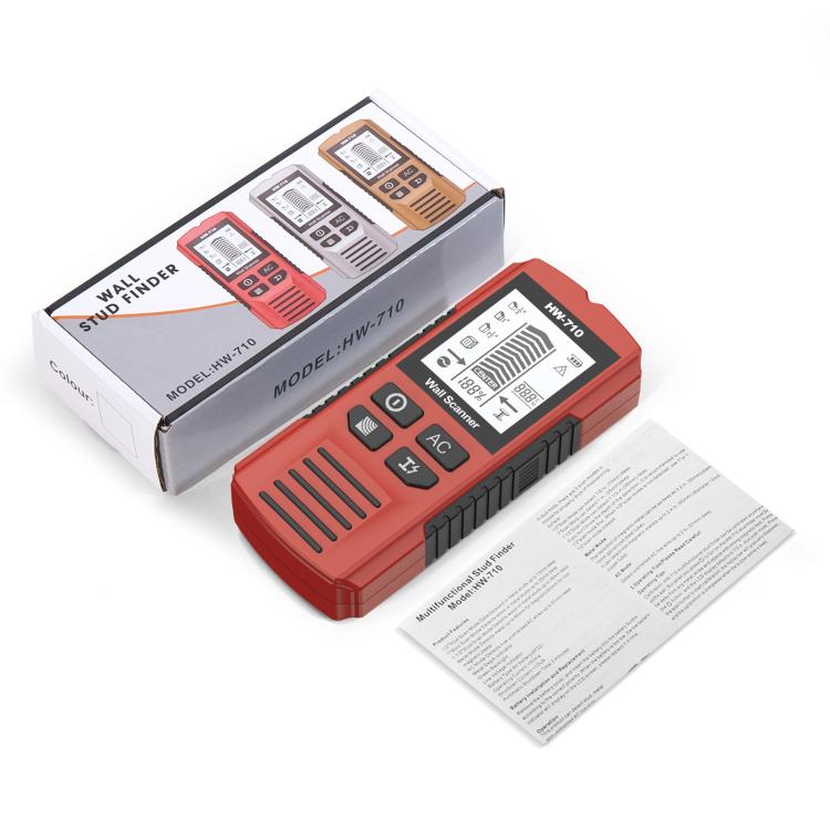 HW-710 5-in-1 Wall Scanner Metal Detector Stud Finder Measuring Instrument(Red) - Metal Detector by buy2fix | Online Shopping UK | buy2fix