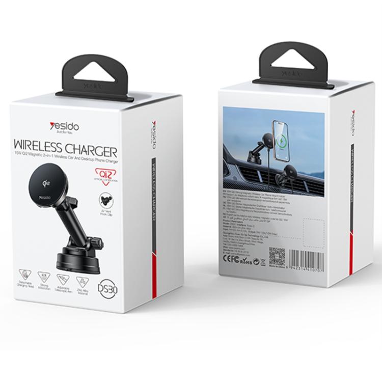 Yesido DS30 2 in 1 15W Wireless Charging Car Desktop Stand(Black) - Wireless Charger Holders by Yesido | Online Shopping UK | buy2fix
