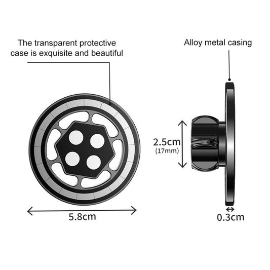 17mm Universal Ball MagSafe Magnetic Adapter Car Phone Holder Base, Type:C6 Round Silver - Universal Car Holders by buy2fix | Online Shopping UK | buy2fix