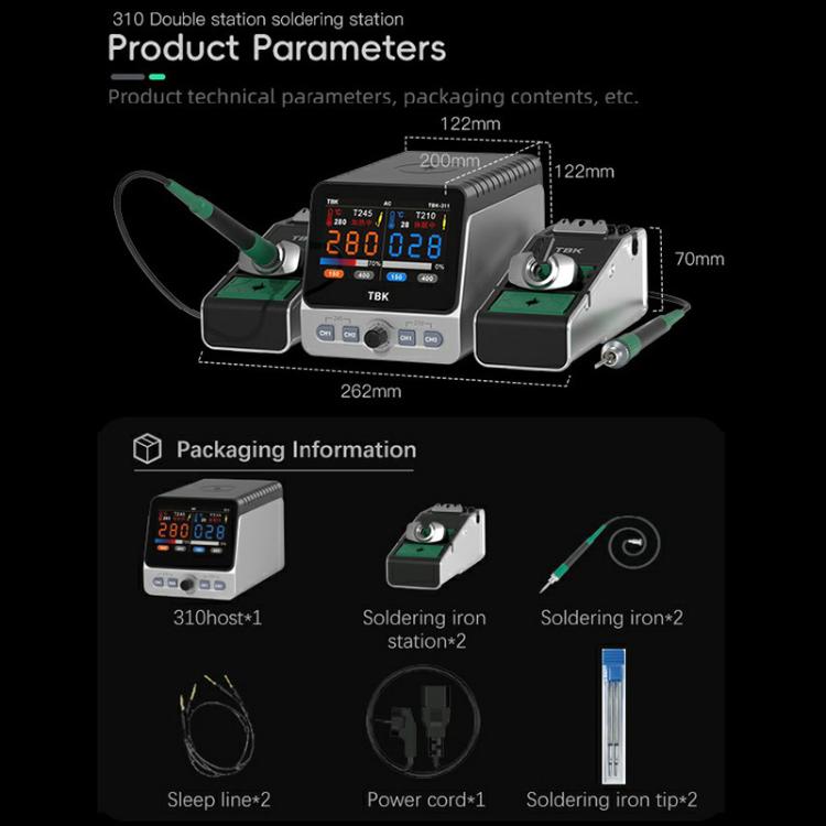 TBK 310 Intelligent Double-station Soldering Station, Plug:EU Plug - Electric Soldering Iron by TBK | Online Shopping UK | buy2fix