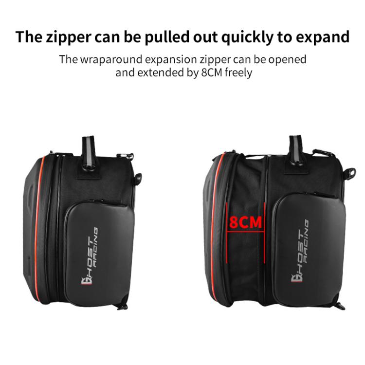 GHOST RACING GR-CWB07 LED Light Motorcycle Rear Seat Bag Riding Helmet Hard Shell Backpack, Style:Matte PU(Red Stripe) - Bags & Luggages by GHOST RACING | Online Shopping UK | buy2fix