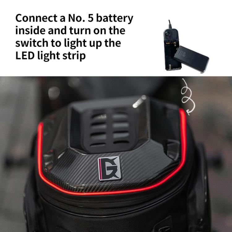 GHOST RACING GR-CWB07 LED Light Motorcycle Rear Seat Bag Riding Helmet Hard Shell Backpack, Style:Matte PU(Red Stripe) - Bags & Luggages by GHOST RACING | Online Shopping UK | buy2fix
