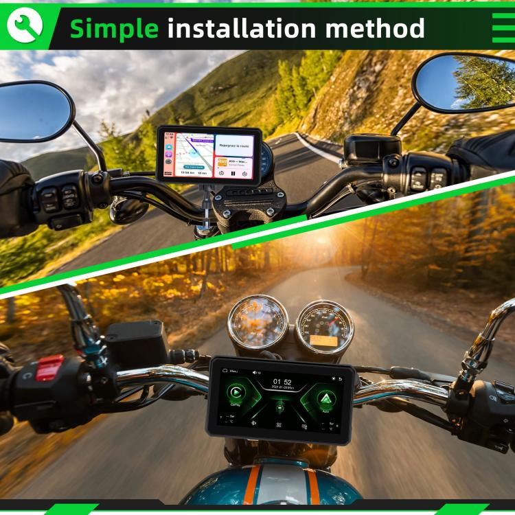6 inch Motorcycle Wireless CarPlay and Android Auto Display Screen Navigator(Black) - Electrical Instruments by buy2fix | Online Shopping UK | buy2fix