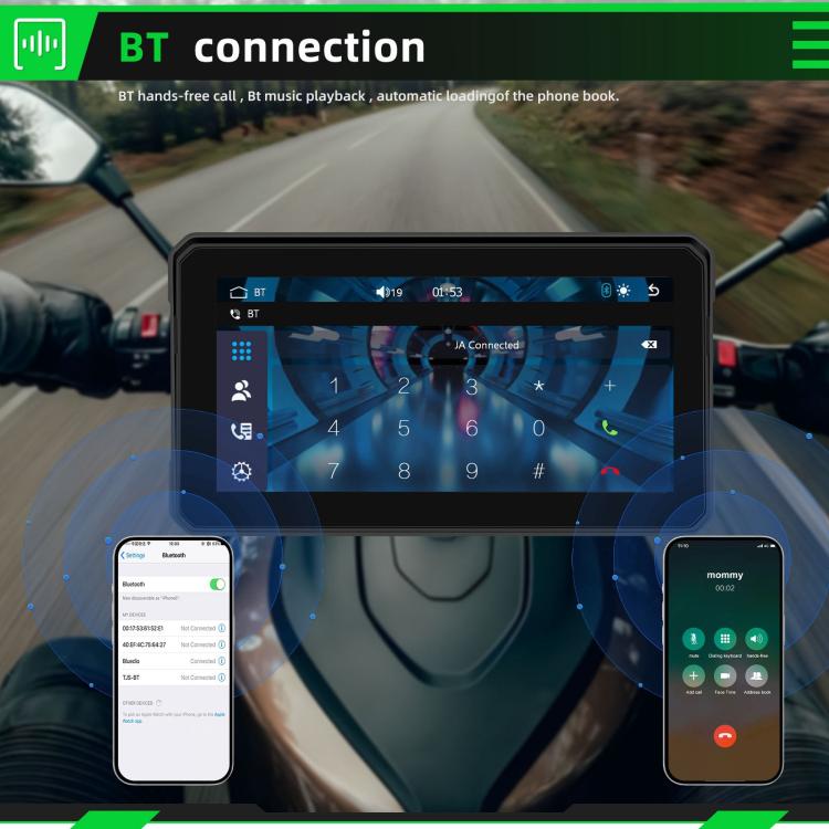 6 inch Motorcycle Wireless CarPlay and Android Auto Display Screen Navigator(Black) - Electrical Instruments by buy2fix | Online Shopping UK | buy2fix