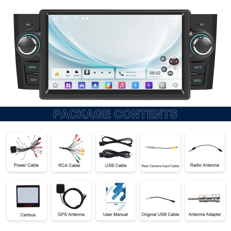 For Fiat Punto 2005-2009 Android 15 7 inch 2G+64G Car Central Control Audio Video Navigation, Specification:Standard - Car MP3 & MP4 & MP5 by buy2fix | Online Shopping UK | buy2fix