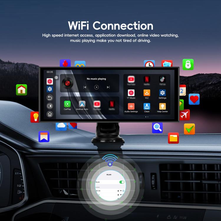 10.1 inch Android 15 2G+32G Car Reversing Display Monitor Screen Without Rear View Camera WiFi Version(Black) - Car Monitor by buy2fix | Online Shopping UK | buy2fix