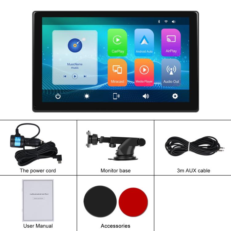 9 inch Car Wireless CarPlay and Android Auto Car HD Navigation Display, Specification:Standard - Car MP3 & MP4 & MP5 by buy2fix | Online Shopping UK | buy2fix