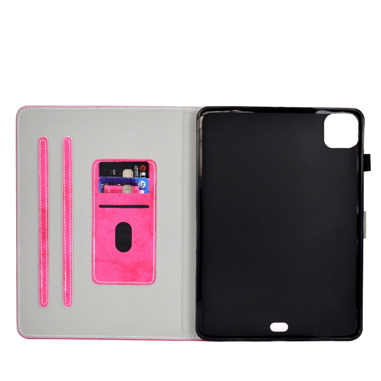 For iPad Air 2020 10.9 Marble Style Cloth Texture Leather Case with Bracket & Card Slot & Pen Slot & Anti Skid Strip(Rose Red) - iPad Air (2022) / (2020) 10.9 Cases by buy2fix | Online Shopping UK | buy2fix