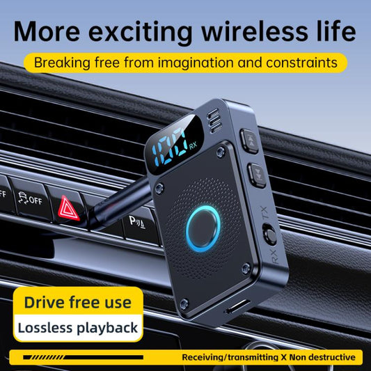 JS2 2 in 1 Car Wireless Audio Adapter 3.5mm Audio Receiver Transmitter(Black) - Audio Receiver Transmitter by buy2fix | Online Shopping UK | buy2fix