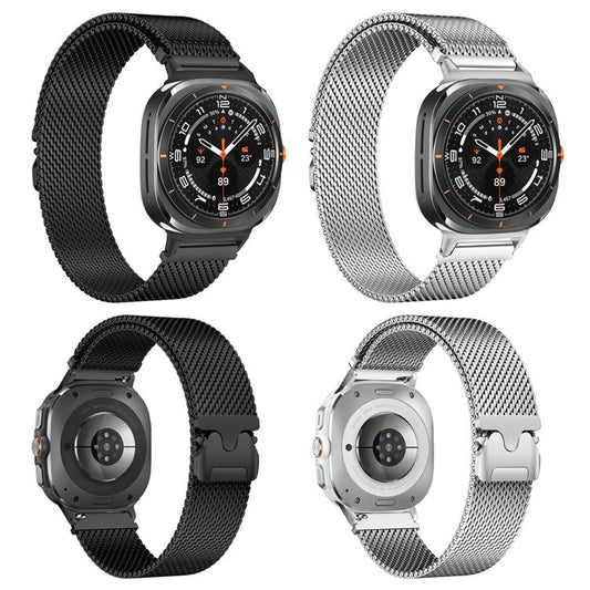 For Samsung Galaxy Watch Ultra / Ultra 2025 xDfind Milanese Parachute Buckle Stainless Steel Watch Band(Black) - Watch Bands by xDfind | Online Shopping UK | buy2fix
