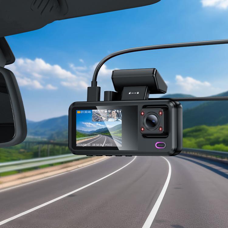 hoco DV15 2 inch Screen Display Three-way Driving Recorder(Black) - Car DVRs by hoco | Online Shopping UK | buy2fix