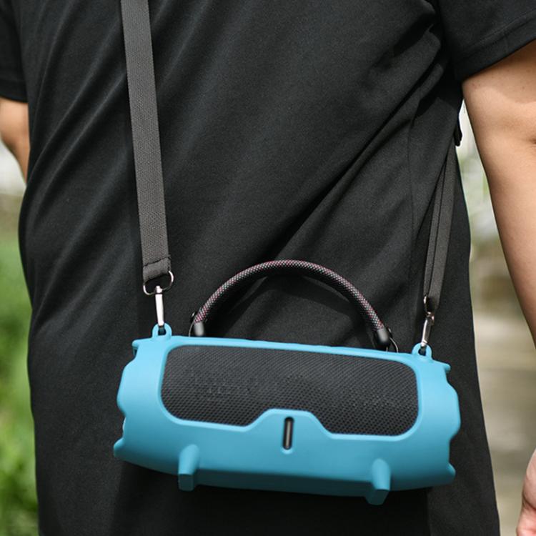 For JBL Charge 6 Silicone Protective Cover Portable Crossbody Speaker Soft Shell Bag(Black) - Protective Case by buy2fix | Online Shopping UK | buy2fix