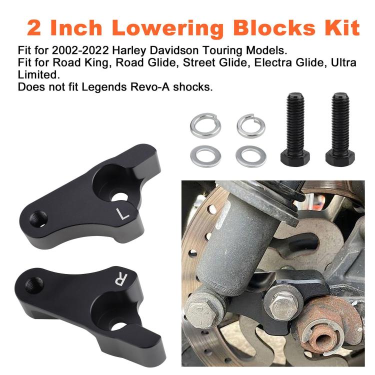 Motorcycle 2 inch Rear Slam Shock Lowering Blocks Kits for Harley 2002-2022(Silver) - Engines & Engine Parts by buy2fix | Online Shopping UK | buy2fix