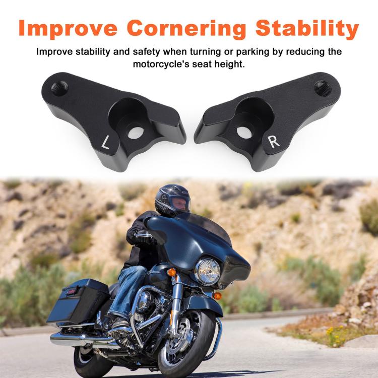 Motorcycle 2 inch Rear Slam Shock Lowering Blocks Kits for Harley 2002-2022(Black) - Engines & Engine Parts by buy2fix | Online Shopping UK | buy2fix