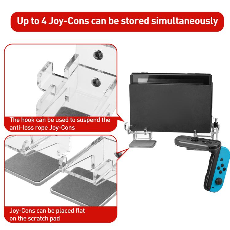 For Nintendo Switch 1 / 2 Acrylic Wall Split Symmetrical Storage Bracket(Transparent) - Holder by buy2fix | Online Shopping UK | buy2fix