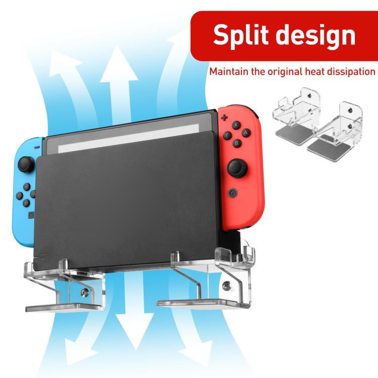 For Nintendo Switch 1 / 2 Acrylic Wall Split Symmetrical Storage Bracket(Transparent) - Holder by buy2fix | Online Shopping UK | buy2fix
