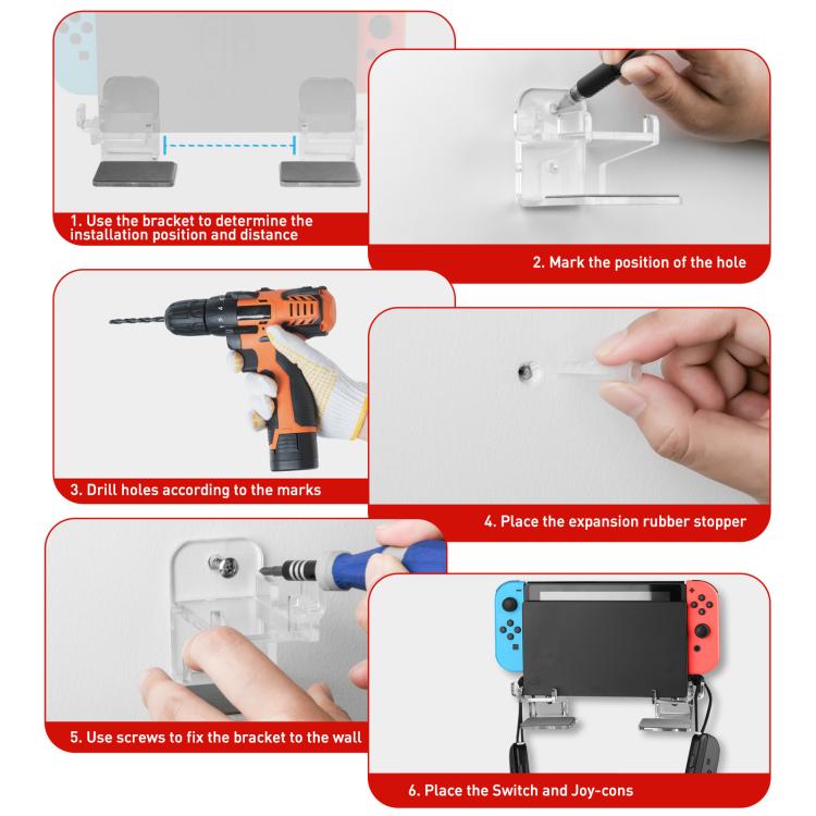 For Nintendo Switch 1 / 2 Acrylic Wall Split Symmetrical Storage Bracket(Transparent) - Holder by buy2fix | Online Shopping UK | buy2fix