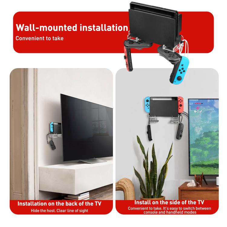 For Nintendo Switch 1 / 2 Acrylic Wall Split Symmetrical Storage Bracket(Transparent) - Holder by buy2fix | Online Shopping UK | buy2fix