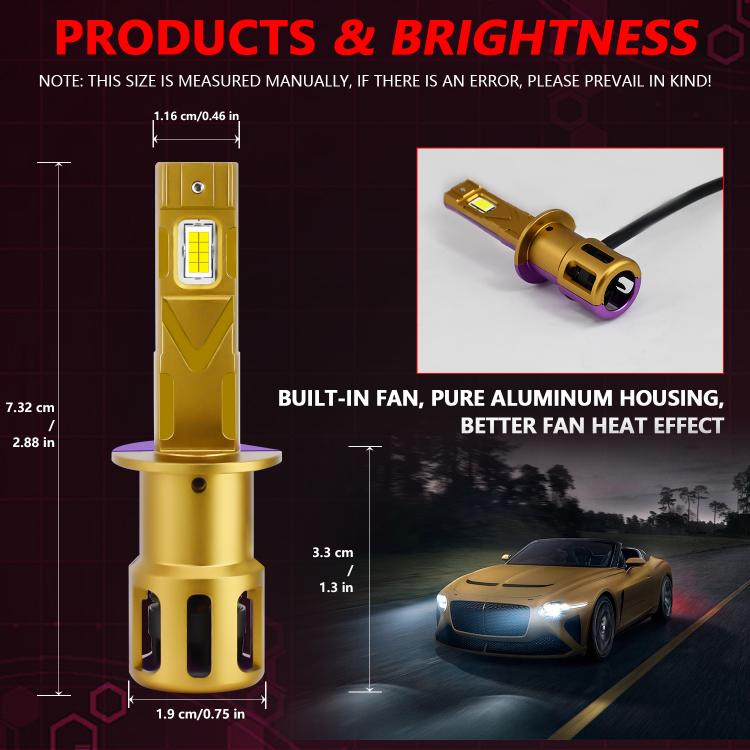 H1 1 Pair 35W 3500LM 6500K Car LED Headlight Bulb(Yellow Purple) - LED Headlamps by buy2fix | Online Shopping UK | buy2fix