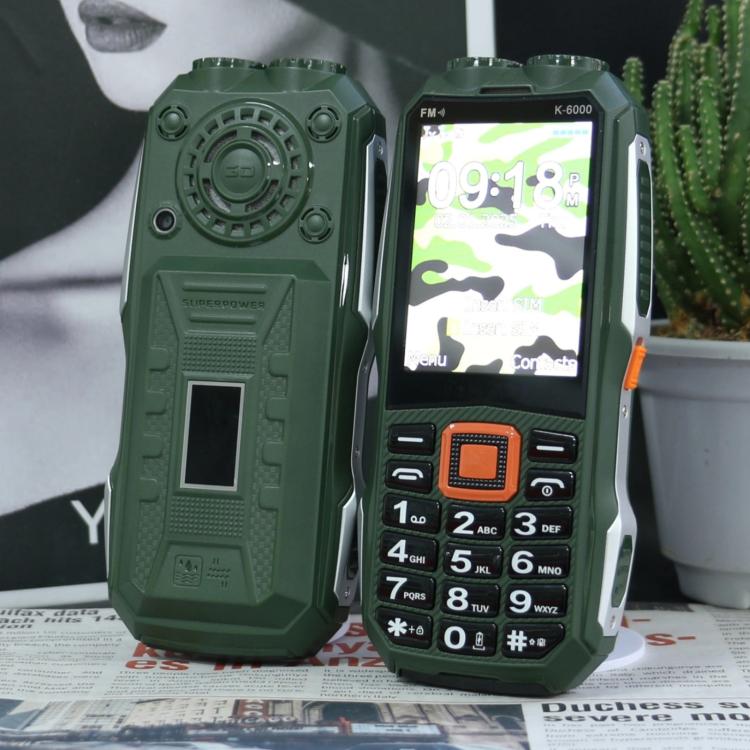 K6000 Keypad Phone, 2.8 inch, LED Flashlight, Big Keyboard, SOS, Network: 2G, Dual SIM, Plug:US Plug(Green) - Others by buy2fix | Online Shopping UK | buy2fix