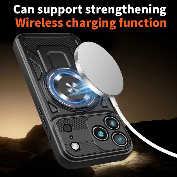 For iPhone 17 Pro Armor Rotating Holder MagSafe Phone Case(Grey) - iPhone 17 Pro Cases by buy2fix | Online Shopping UK | buy2fix