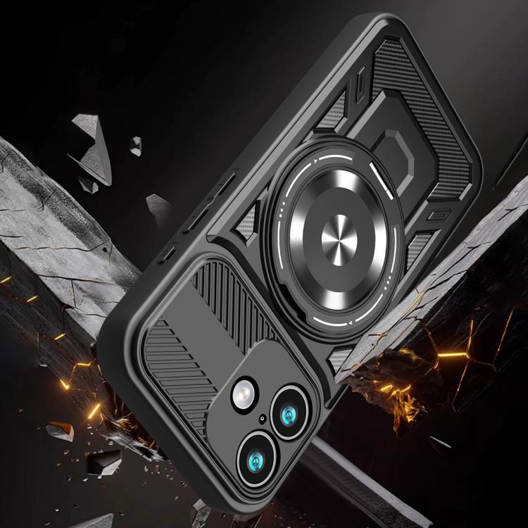 For iPhone 17 Armor Rotating Holder MagSafe Phone Case(Black) - iPhone 17 Cases by buy2fix | Online Shopping UK | buy2fix