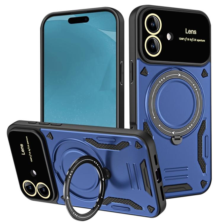 For iPhone 17 Large Window MagSafe Holder Phone Case(Blue) - iPhone 17 Cases by buy2fix | Online Shopping UK | buy2fix