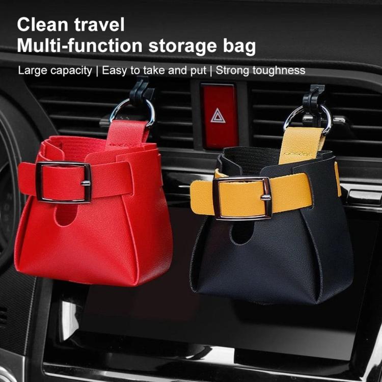 Car Air Vent PU Leather Storage Hanging Bag(Black) - Stowing Tidying by buy2fix | Online Shopping UK | buy2fix