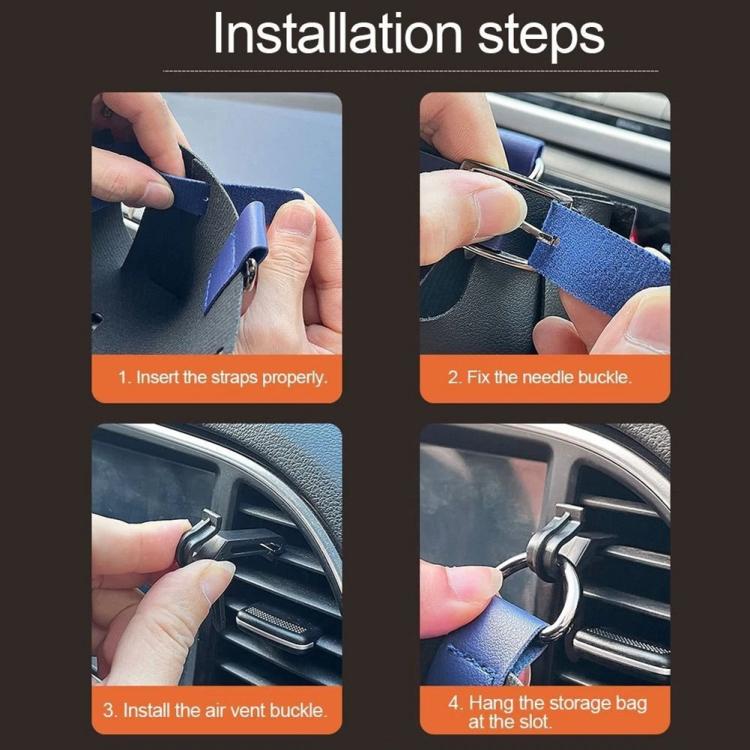 Car Air Vent PU Leather Storage Hanging Bag(Brown) - Stowing Tidying by buy2fix | Online Shopping UK | buy2fix