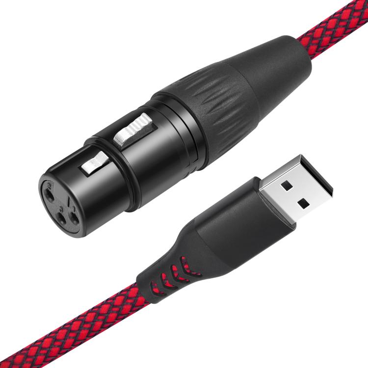 USB-A to XLR Female Audio Recording Cable for Dynamic Microphone, Length:2m(Black Red) - Microphone Audio Cable & Connector by buy2fix | Online Shopping UK | buy2fix