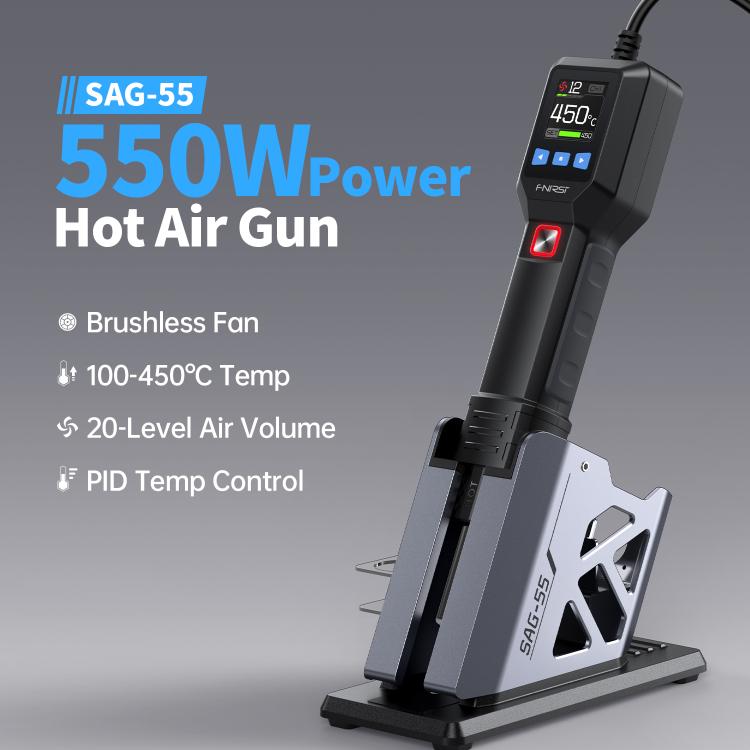 FNIRSI SAG-55 550W High Temperature Portable Micro Hot Air Gun, Type:High-match Metal Base(EU Plug) - Electric Soldering Iron by FNIRSI | Online Shopping UK | buy2fix