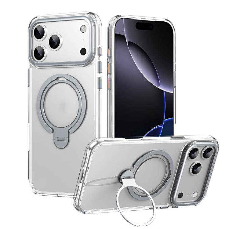 For iPhone 17 Pro Double Ring MagSafe Magnetic Holder Phone Case(Transparent) - iPhone 17 Pro Cases by buy2fix | Online Shopping UK | buy2fix