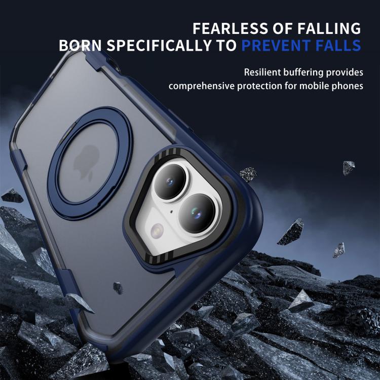 For iPhone 17 Defend Rugged Gear Holder MagSafe Phone Case(Blue + Transparent Blue) - iPhone 17 Cases by buy2fix | Online Shopping UK | buy2fix