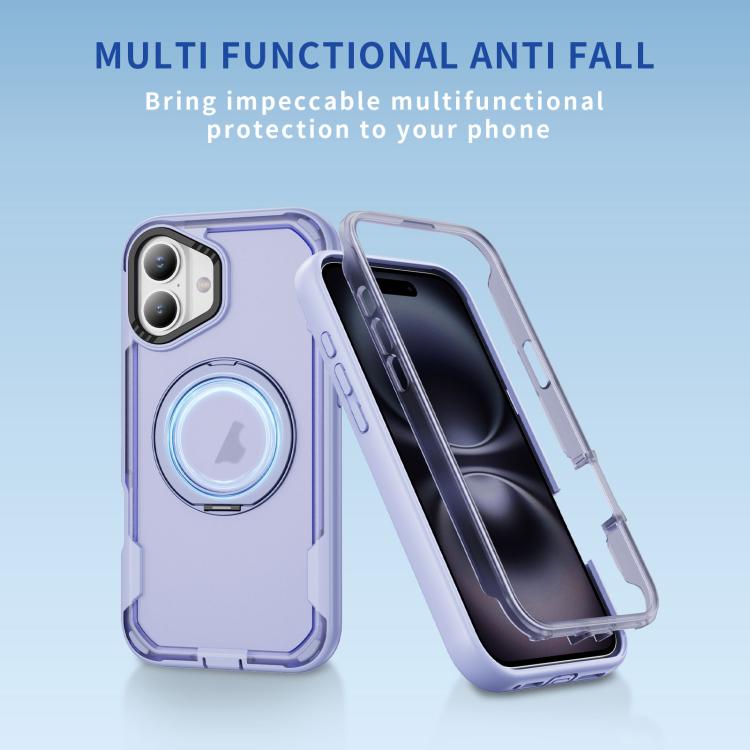 For iPhone 17 Defend Rugged Gear Holder MagSafe Phone Case(Light Purple + Transparent Purple) - iPhone 17 Cases by buy2fix | Online Shopping UK | buy2fix