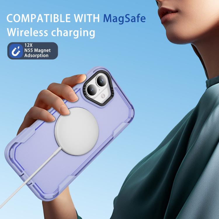 For iPhone 17 Defend Rugged Gear Holder MagSafe Phone Case(Light Purple + Transparent Purple) - iPhone 17 Cases by buy2fix | Online Shopping UK | buy2fix