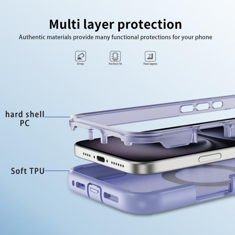For iPhone 17 Defend Rugged Gear Holder MagSafe Phone Case(Light Purple + Transparent Purple) - iPhone 17 Cases by buy2fix | Online Shopping UK | buy2fix