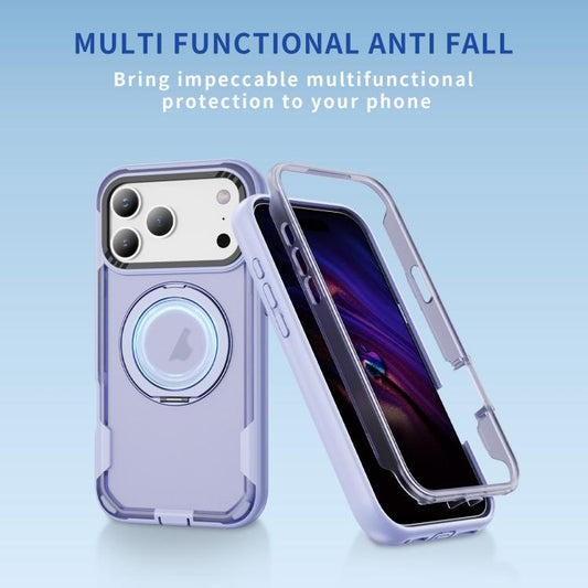 For iPhone 17 Pro Defend Rugged Gear Holder MagSafe Phone Case(Light Purple + Transparent Purple) - iPhone 17 Pro Cases by buy2fix | Online Shopping UK | buy2fix