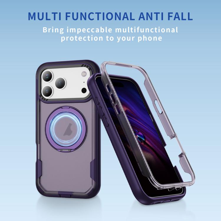 For iPhone 17 Pro Max Defend Rugged Gear Holder MagSafe Phone Case(Purple + Dark Purple) - iPhone 17 Pro Max Cases by buy2fix | Online Shopping UK | buy2fix