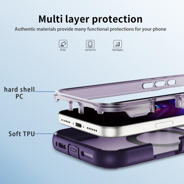 For iPhone 17 Pro Max Defend Rugged Gear Holder MagSafe Phone Case(Purple + Dark Purple) - iPhone 17 Pro Max Cases by buy2fix | Online Shopping UK | buy2fix
