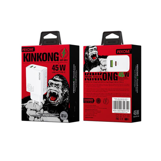 EU Plug WK WP-U64 45W Kinkong Flash Charge USB+Type-C Port Fast Charger - USB Charger by WK | Online Shopping UK | buy2fix