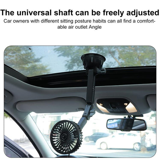 Multifunctional Car Suction Cup Fan 360 Degree Rotation Adjustable Single Head Fan, Specification:Short Rod(Black) - Heating & Fans by buy2fix | Online Shopping UK | buy2fix