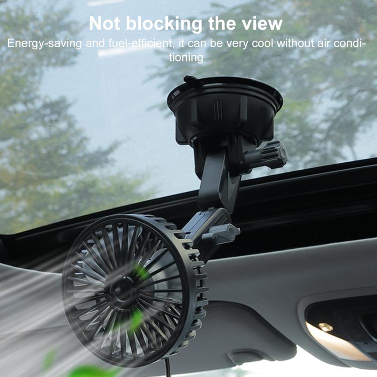 Multifunctional Car Suction Cup Fan 360 Degree Rotation Adjustable Single Had Fan, Specification:Long Rod(Black) - Heating & Fans by buy2fix | Online Shopping UK | buy2fix